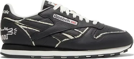 Кроссовки keith haring x classic leather 'dog blackboard chalk drawing' Reebok, серый