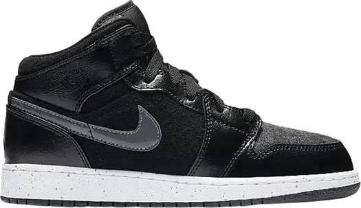Кроссовки Air Jordan 1 Mid Premium GS Black Dark Grey, черный