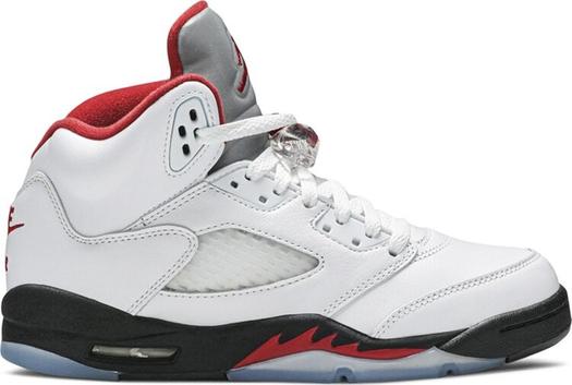 Кроссовки Air Jordan 5 Retro GS Fire Red 2020, белый