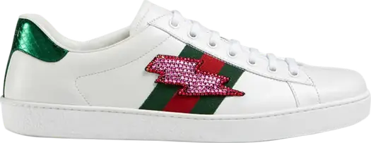 Кроссовки Gucci Ace Embroidered Lightning Bolt, белые
