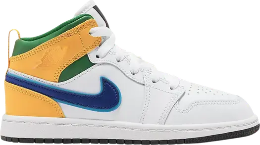 Кроссовки Air Jordan 1 Mid PS White Court Purple Teal, белый