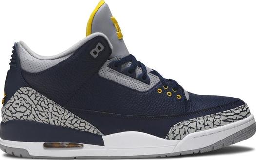Кроссовки Air Jordan 3 Retro Michigan Wolverines PE, синий