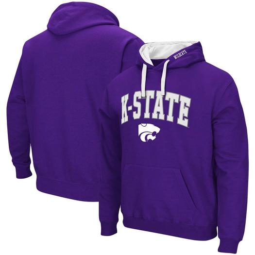 Мужской фиолетовый пуловер с капюшоном Kansas State Wildcats Big & Tall Arch & Logo 2.0 Colosseum