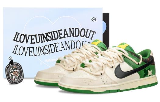 Кроссовки Nike Dunk Skateboard Shoes Men Low-Top, бежевый/зеленый