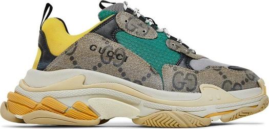 Кроссовки Gucci x Balenciaga The Hacker Project Triple S, бежево-желтые