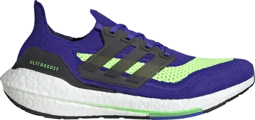 Кроссовки Adidas UltraBoost 21 'Sonic Ink Screaming Green', синий