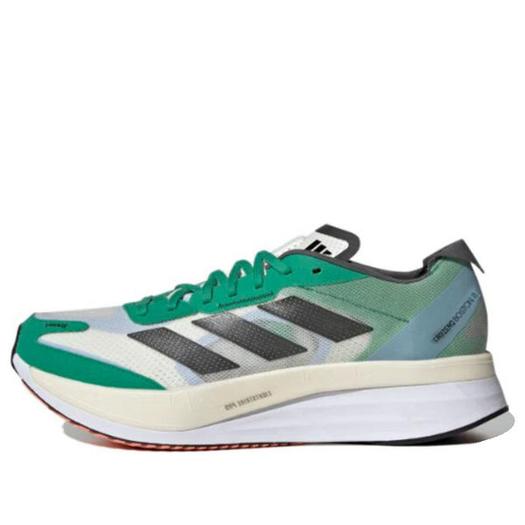 Кроссовки Adidas Adizero Boston 11 Running Shoes 'White Tint Black Court Green', белый