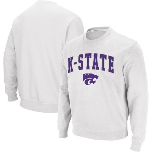 Мужской белый свитшот с круглым вырезом Kansas State Wildcats Arch & Logo Colosseum