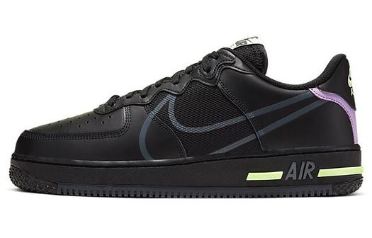 Кроссовки Nike Air Force 1 React Black Violet Star Barely Volt