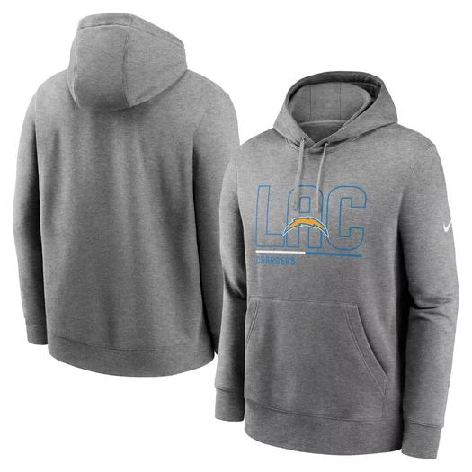 Мужской флисовый пуловер с капюшоном Los Angeles Chargers City Code Club серого цвета Nike