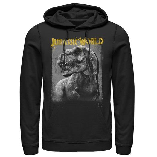 Мужской пуловер с капюшоном и рисунком Jurassic World T-Rex Profile Shading Licensed Character, черный