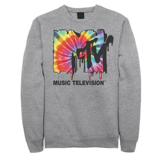 Мужской флисовый пуловер с логотипом MTV Classic Tie Dye Drip Licensed Character