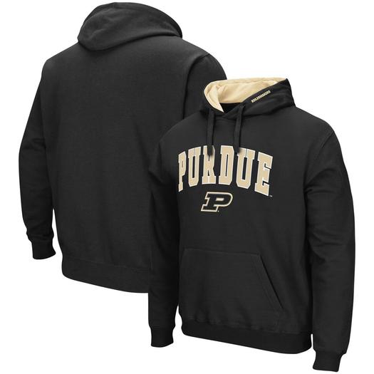Мужской черный пуловер с капюшоном Purdue Boilermakers Arch & Logo 3.0 Colosseum