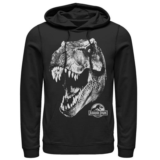 Мужской пуловер с капюшоном «Парк Юрского периода T-Rex White Head Roaring» Licensed Character, черный