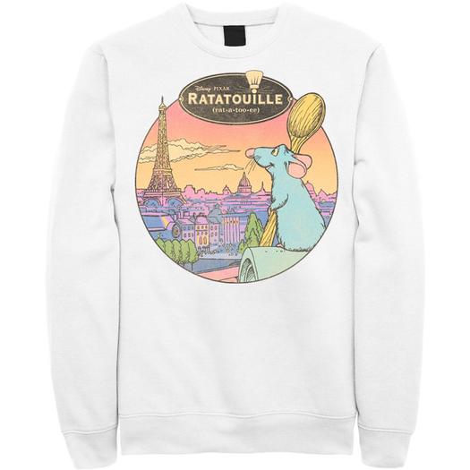 Мужской свитшот Over Look Paris Disney/Pixar Рататуй Licensed Character, белый