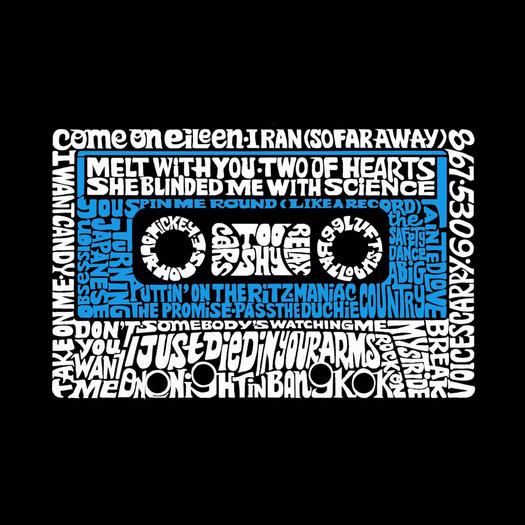 80S One Hit Wonders — мужская толстовка с круглым вырезом Word Art LA Pop Art