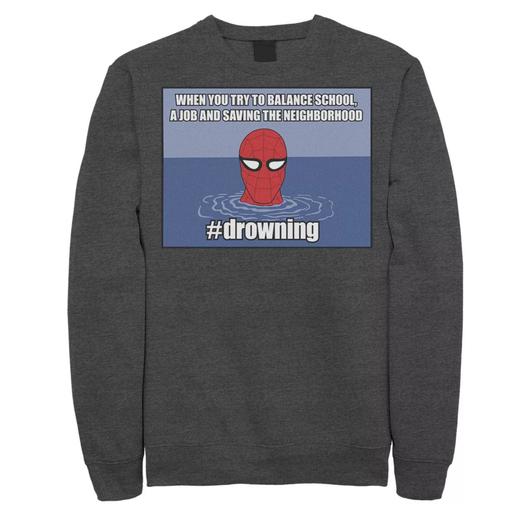 Мужской свитшот Spider-Man #drowning Marvel