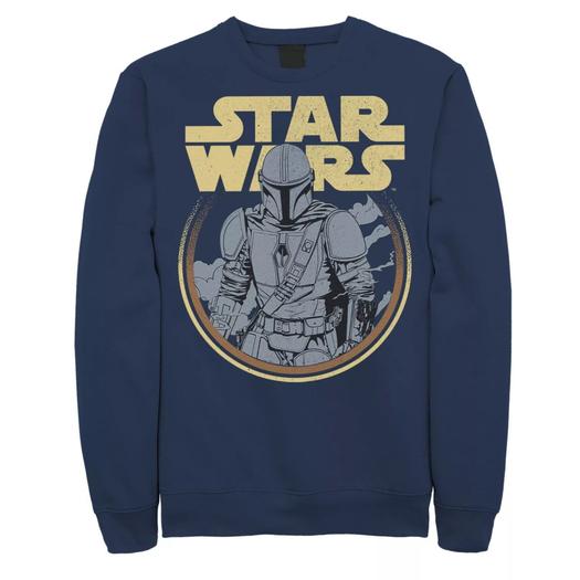 Мужской свитшот с круглым портретом и простым логотипом Star Wars The Mandalorian Licensed Character