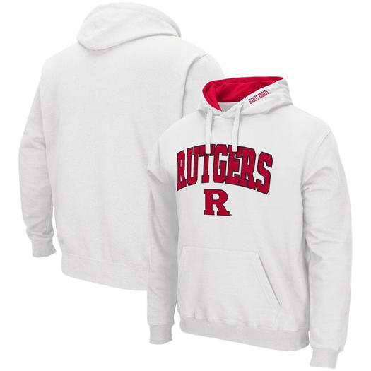 Мужской белый пуловер с капюшоном Rutgers Scarlet Knights Arch & Logo 3.0 Colosseum