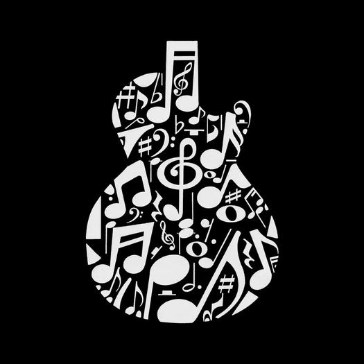 Музыкальные ноты на гитаре — мужская толстовка с капюшоном Word Art LA Pop Art