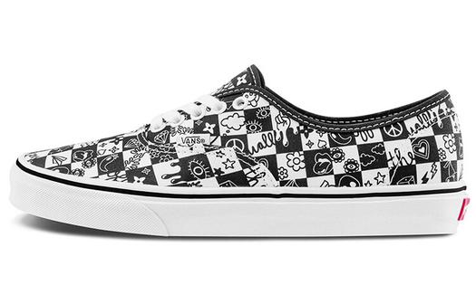 Кроссовки Vans Authentic Retro Casual Skate Shoes Unisex Black White Grid Printing