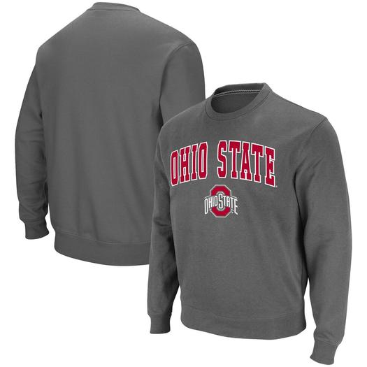Мужской темно-серый свитшот из саржевого пуловера Ohio State Buckeyes Team Arch & Logo Tackle Colosseum