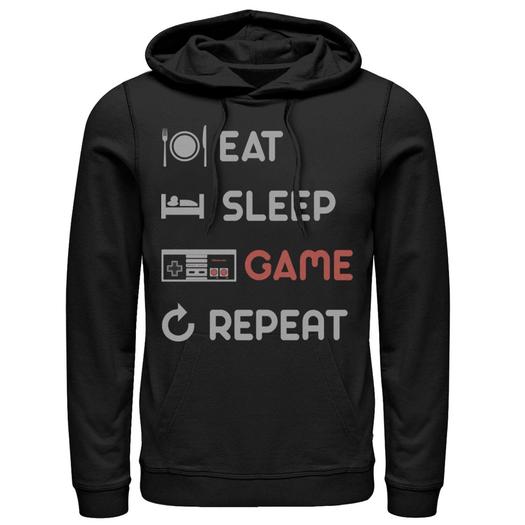 Мужской пуловер с капюшоном Nintendo Eat Sleep Game Repeat Licensed Character