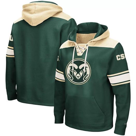 Мужской зеленый пуловер с капюшоном и логотипом Colorado State Rams 2.0 на шнуровке Colosseum