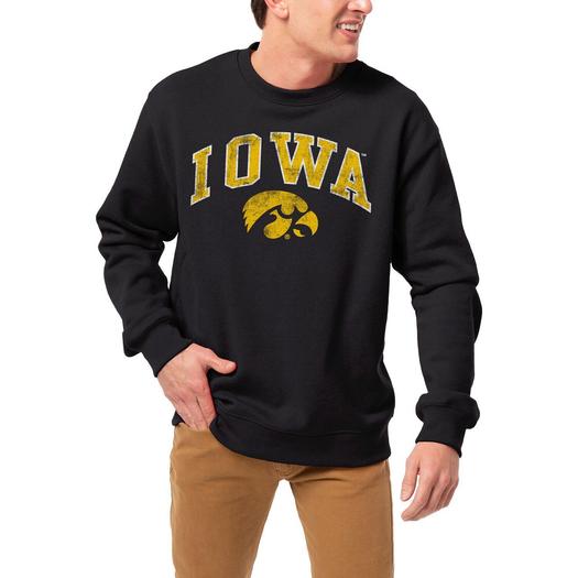 Мужская лига Collegiate Wear, черный пуловер Iowa Hawkeyes 1965 Arch Essential, свитшот