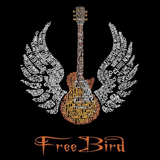 Текст песни Freebird - Мужская толстовка с круглым вырезом Word Art LA Pop Art