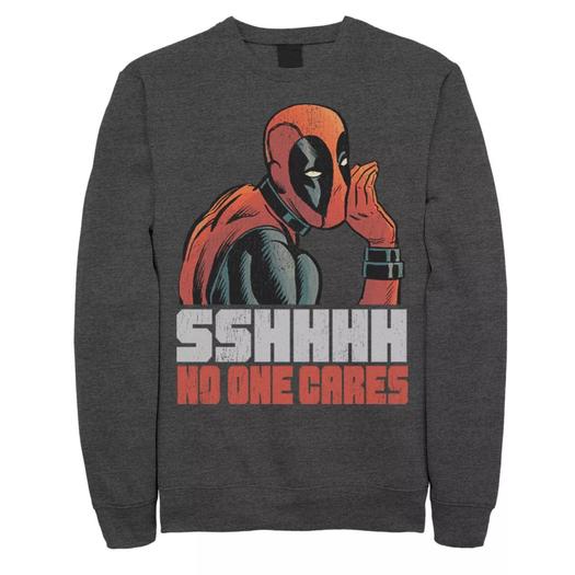 Мужской свитшот Deadpool SSHHHH No One Cares Whisper Marvel