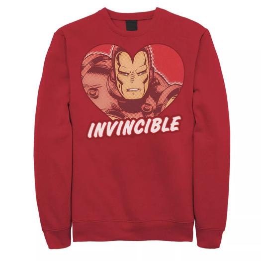 Мужской свитшот на день святого Валентина Marvel Iron Man Invincible Heart Licensed Character