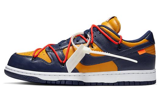 Кроссовки Nike X Off-White Dunk Low, темно-синий/золотой