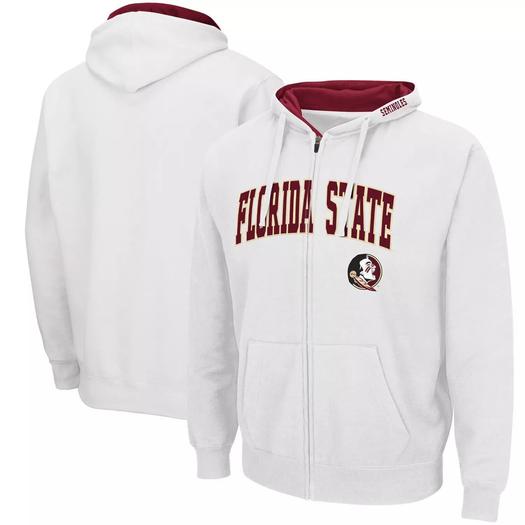 Мужской белый пуловер с капюшоном Florida State Seminoles Arch & Logo 3.0 Colosseum