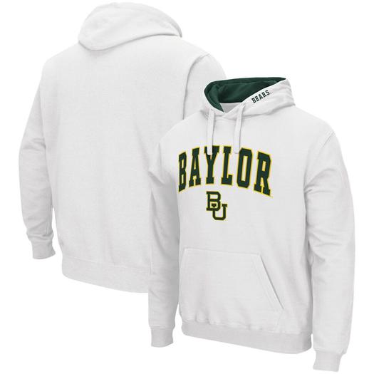 Мужской белый пуловер с капюшоном Baylor Bears Arch & Logo 3.0 Colosseum