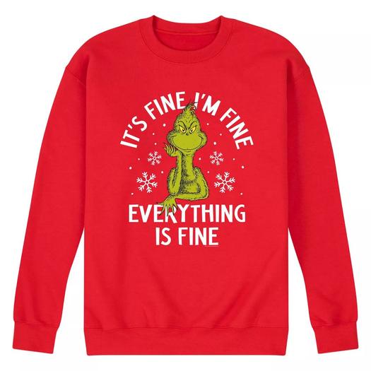 Мужской свитшот Dr. Seuss The Grinch I’m Fine Licensed Character
