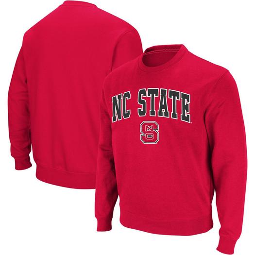 Мужской красный свитшот с круглым вырезом с логотипом и аркой NC State Wolfpack Colosseum