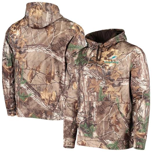 Мужской флисовый пуловер с капюшоном Dunbrooke Realtree Camo Miami Dolphins Circle Champion Tech