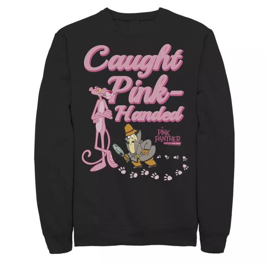 Мужской флисовый пуловер с рисунком Pink Panther Caught Pink Hands Licensed Character, черный