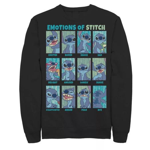 Мужской свитшот Disney Lilo & Stitch Emotions Of Stitch с сетчатой вставкой