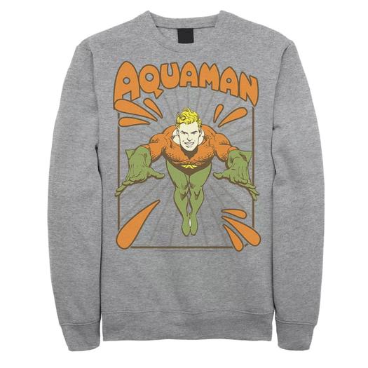 Мужской флисовый свитшот с простым текстом и логотипом DC Comics Aquaman Licensed Character