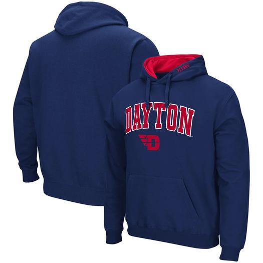 Мужской темно-синий пуловер с капюшоном Dayton Flyers Arch и Logo Colosseum