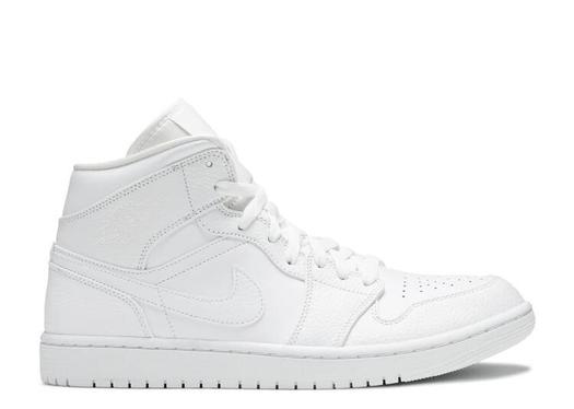 Кроссовки AIR JORDAN 1 MID 'TRIPLE WHITE', белый