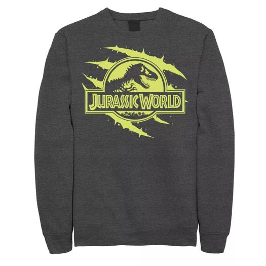 Мужской флисовый пуловер с графическим логотипом Jurassic World Neon Slash T-Rex Fossil Logo Licensed Character