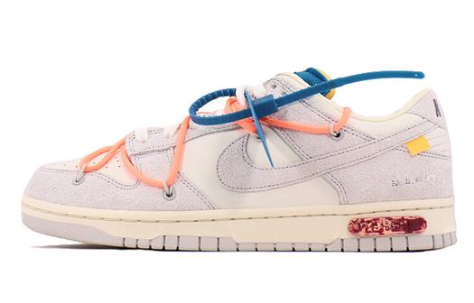 Кроссовки Nike Dunk Low Off-White Lot 19, белый/сине-зеленый