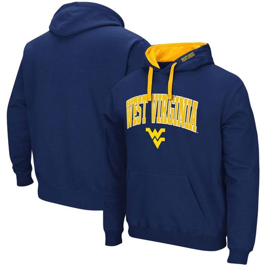 Мужской темно-синий пуловер с капюшоном West Virginia Mountaineers Big & Tall Arch & Logo 2.0 Colosseum