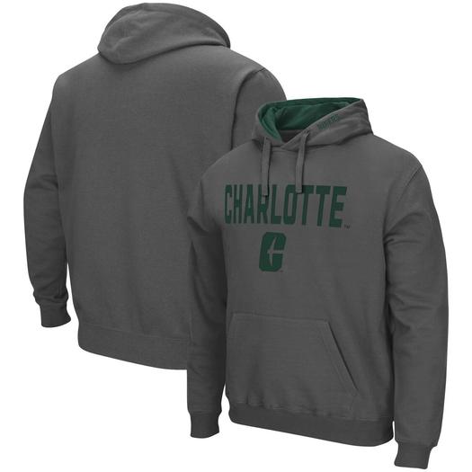 Мужской темно-серый пуловер с капюшоном Charlotte 49ers Arch и Logo Colosseum
