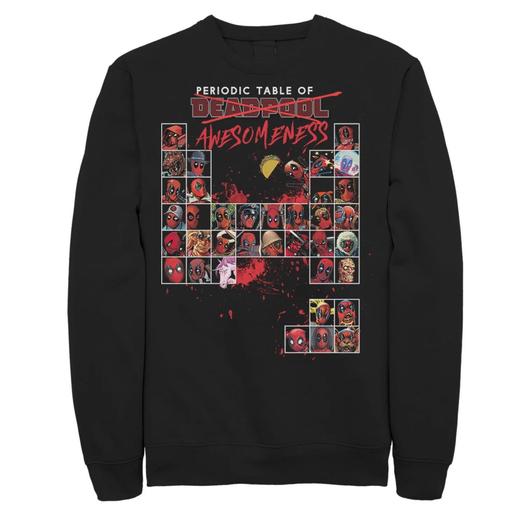 Мужской свитшот Deadpool Periodic Table Of Awesomeness Marvel