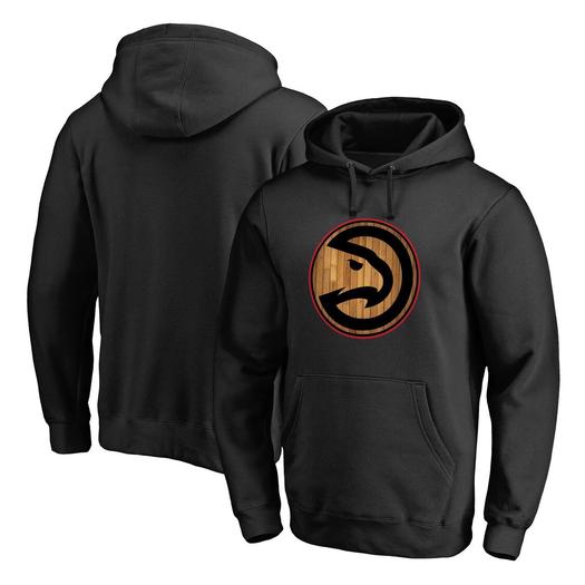 Мужской черный пуловер с капюшоном из твердой древесины Fanatics Atlanta Hawks