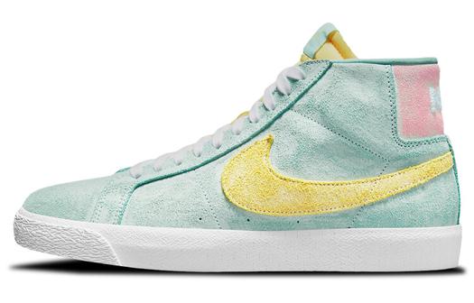 Кроссовки Nike SB Blazer Mid, светло-зеленый/желтый/розовый